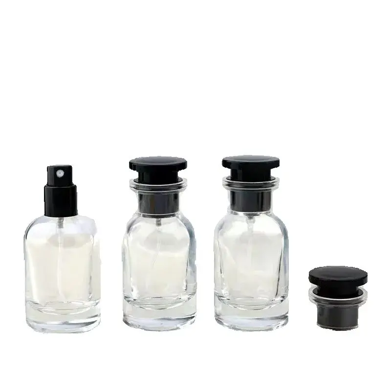 

15Pcs Glass Perfume Bottle Transparent Refillable Vials Black Cap Portable Travel Screw Pump 30ml Empty Atomizer Spray Bottles