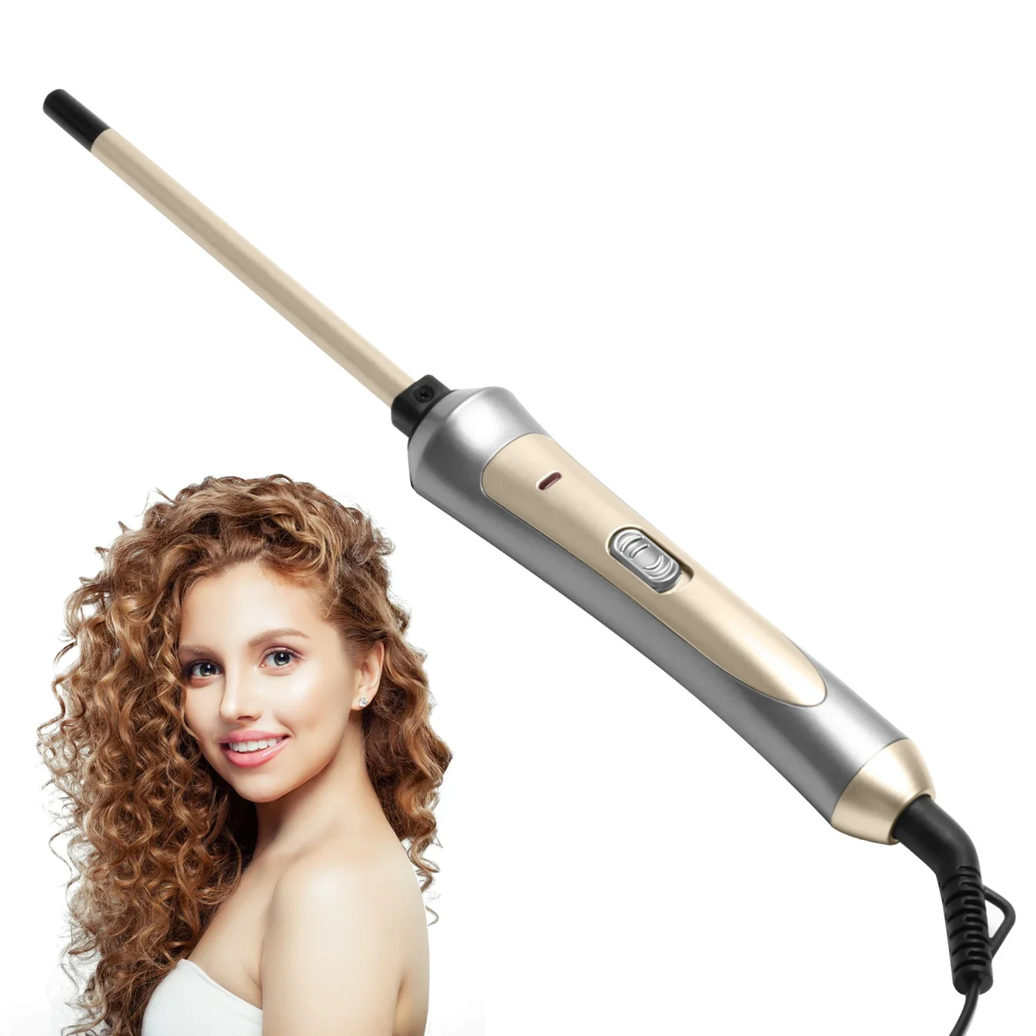 7mm Thin Curling Wand Hair Curler, Small Barrel Skinny Hair Curling Iron Wand Professional Super Tourmaline Ceramic Barrel