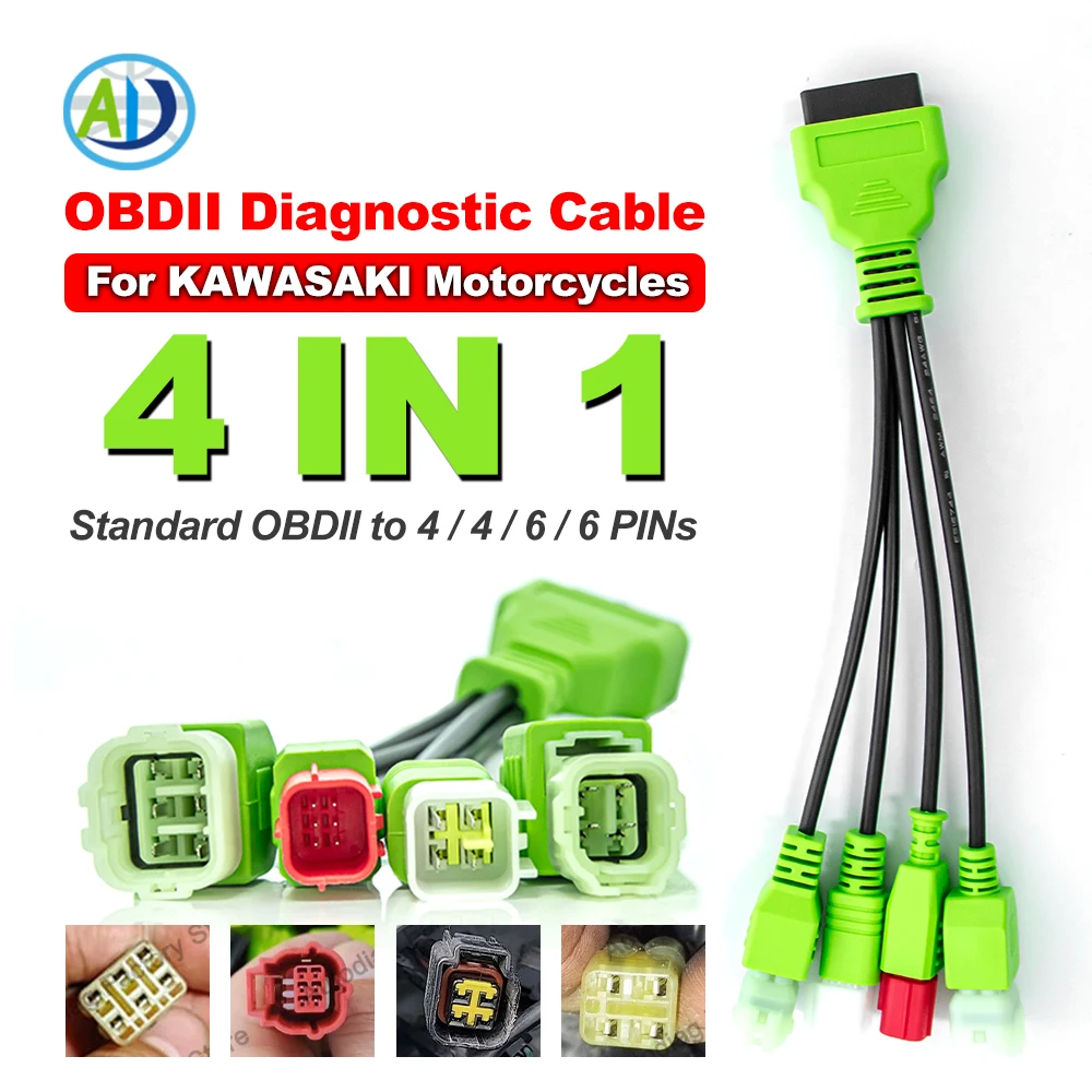 

4-в-1 OBD диагностический кабель для Kawasaki Z/Ninja/Versys/Vulcan Series OBDII мотоциклетный диагностический соединительный кабель для Kawasaki