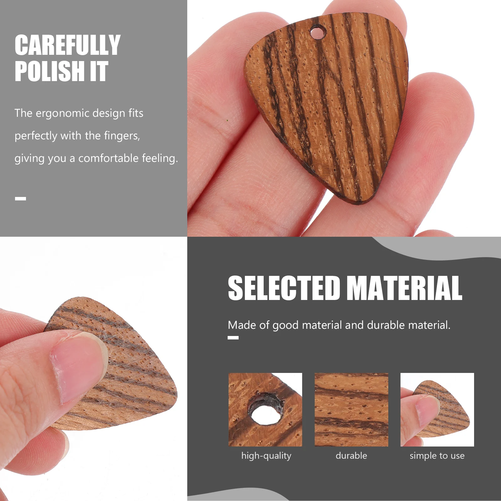 

Wooden Pendant Guitar Finger Picks Bass Accessories Fun Music Instrument Musical for Natural