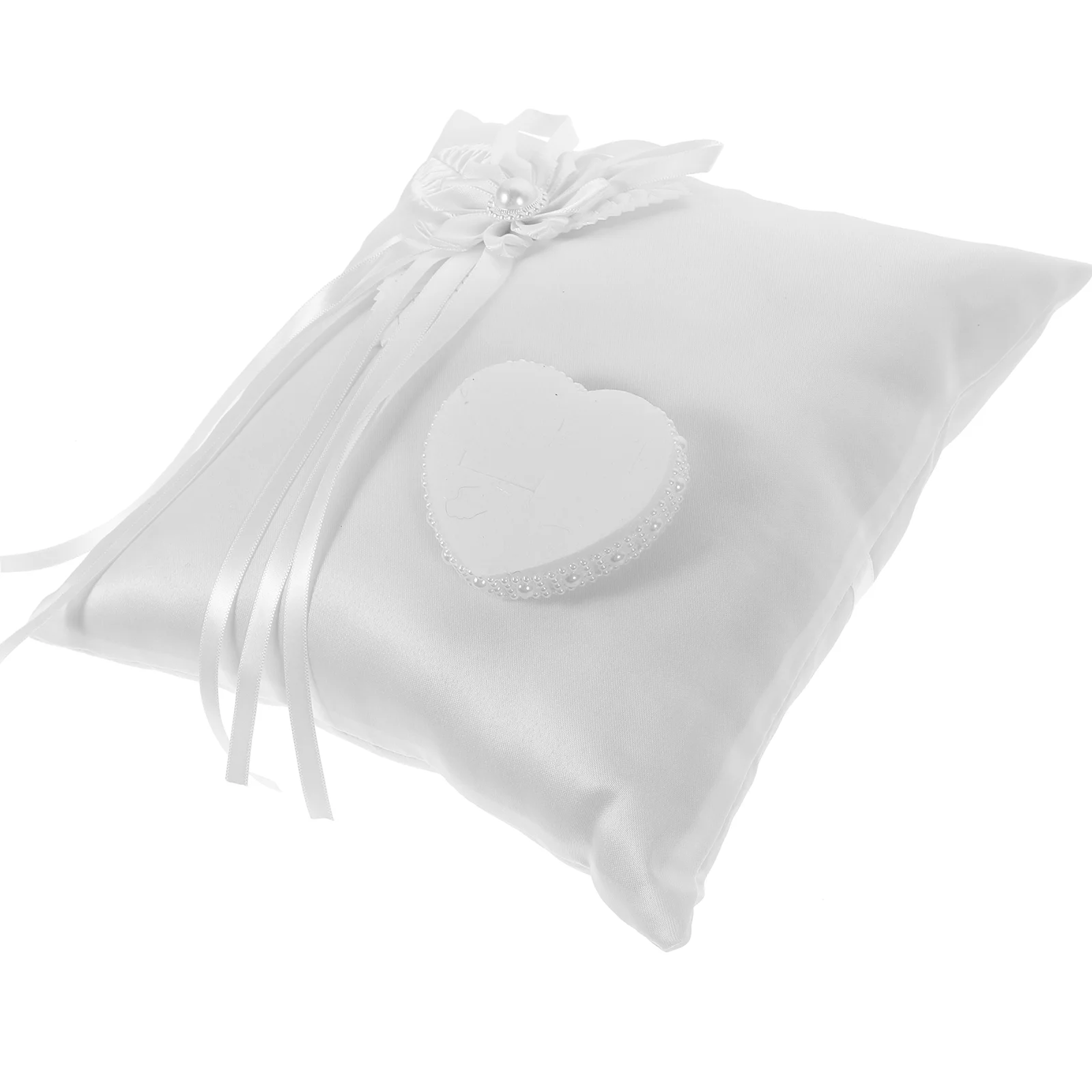 

Ribbon Ring Pillow Wedding Holder for The Sign Bearer Cushion White Marriage Girl