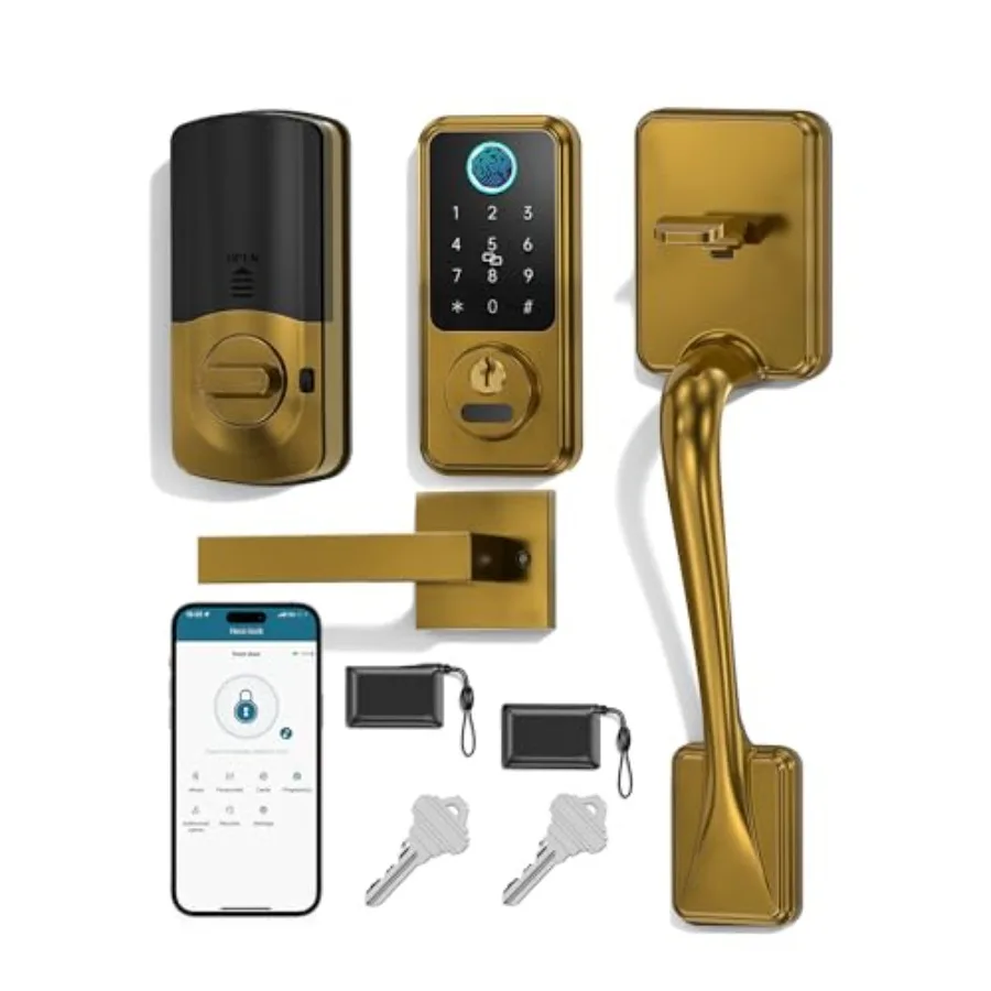 

Бесключевой дверной замок с функцией автоматической блокировки, бронзово-коричневый, с клавиатурой и ручкой, для дома, Airbnb, офиса