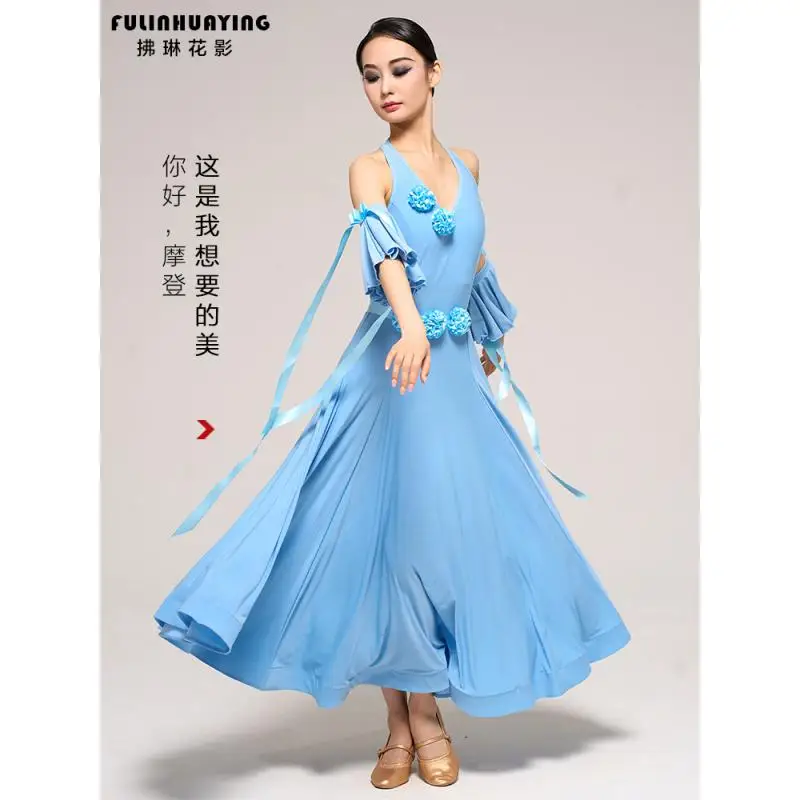 2024 New Modern Dance Dress National Standard Dance Practice Dress Waltz Group Class Clothes Y0501