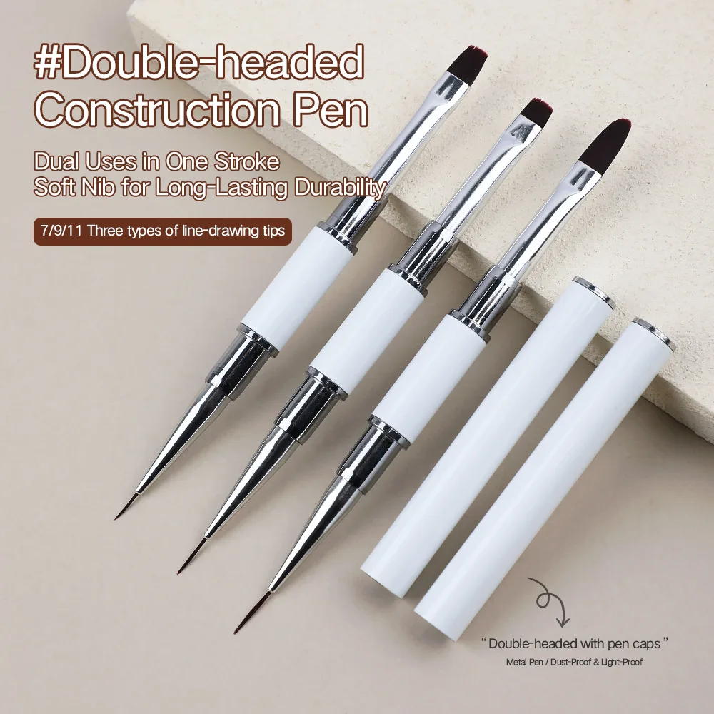 1/3 Stück Doppelseitige Nail-Art-Pinsel Nageldesign-Stift /7/9/11mm Zeichenwerkzeug für Lange Linien und Feine Details Maniküre-Stift