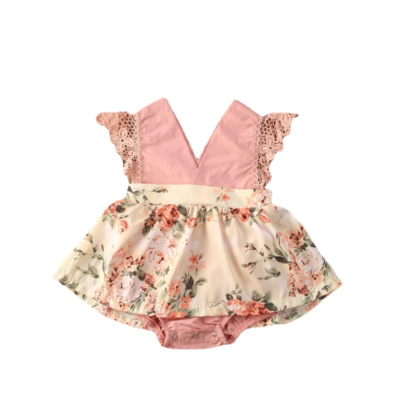 Children\'s Clothing New 2-piece Red Flower Baby Clothing Newborn Girl Lace Dress Princess Skirt Clothing 0-24M Princess Dress