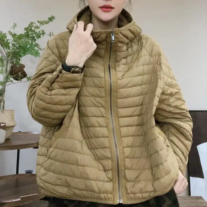 

Casual Lightweight Comfortable Women's Hooded down Jaet Sweet And Sal Sle Korean Version Thin White Du Feather