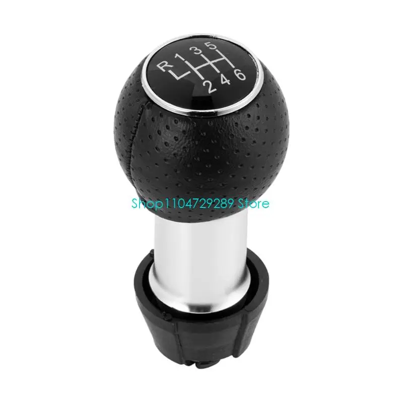 D8KE Black Textured Manual Gear Knob Replacement with Silver-Tone Center Section for Car Interior Control Use Today