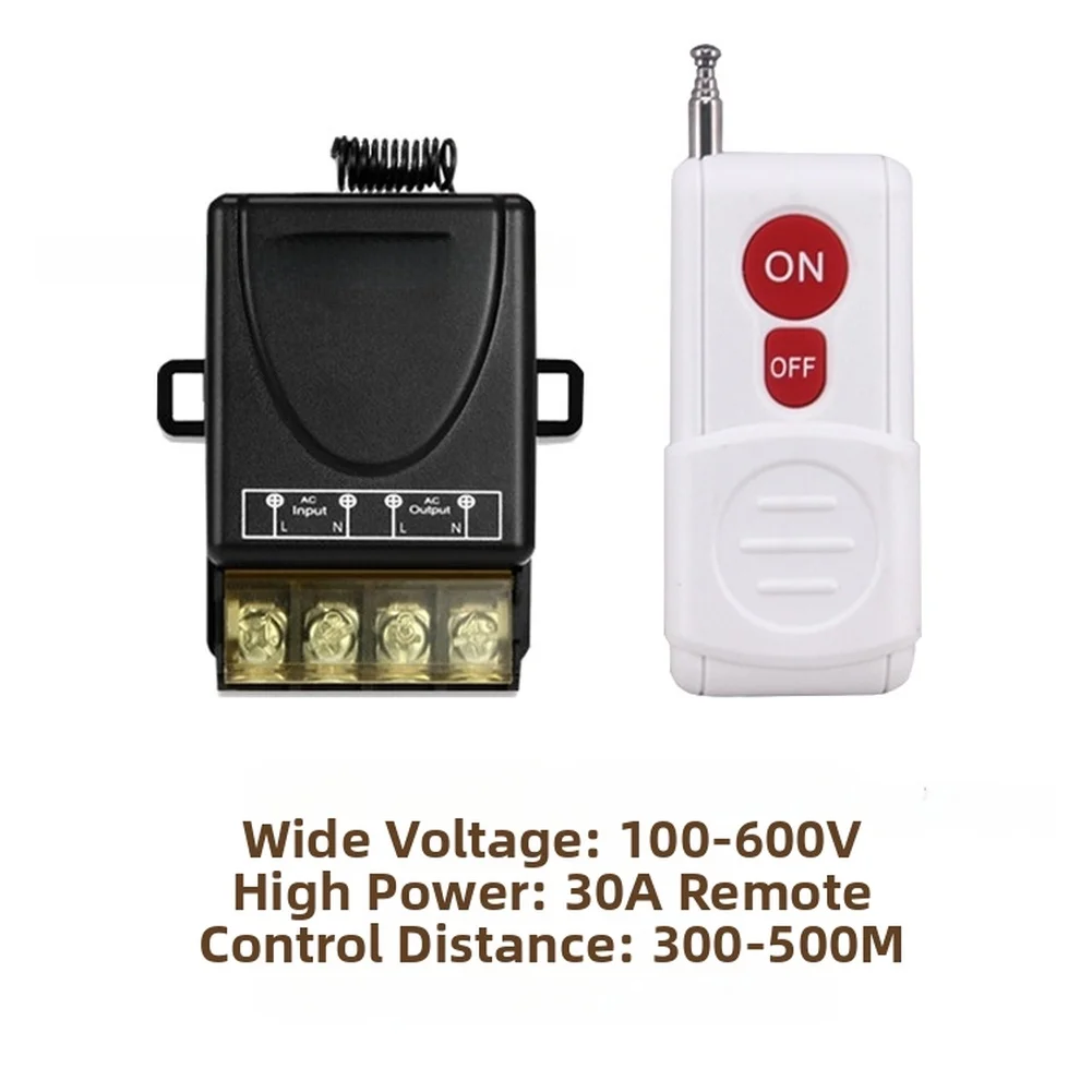 

High-Power 30A Wireless Remote Control Switch RF433MHz 1000-meter Control Range AC90-250V Self-Lock Interlock Electric Function