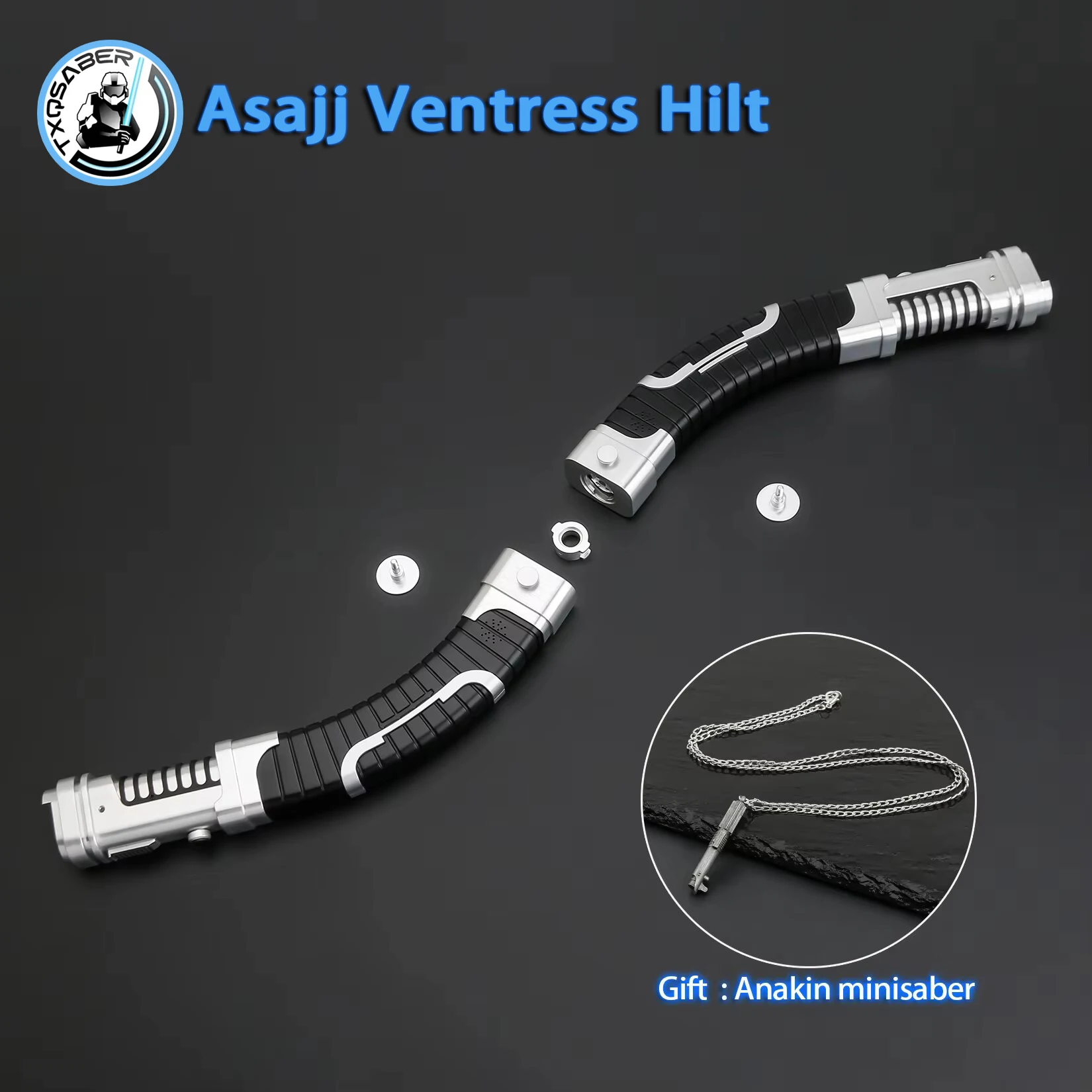 

Asajj Ventress TXQSTUDIO Metal Hilt No Blade for Adult Cosplay Gift SDRGB NeoPixel aluminum alloy Metal Smooth Swing