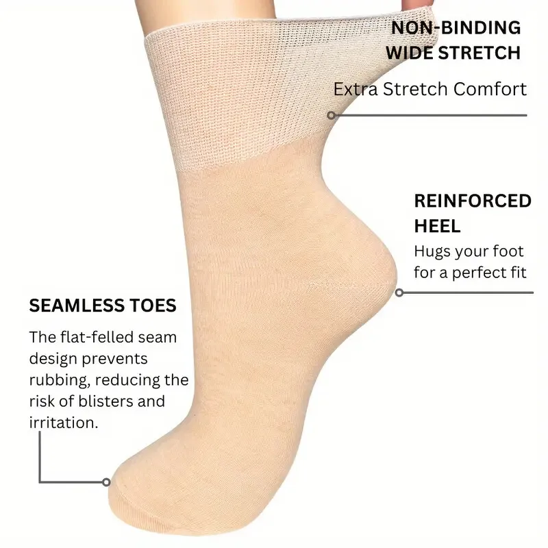 7 pairs women's non binding diabetes socks comfortable breathable shoes suitable for elderly and pregnant women for fat feet image 3