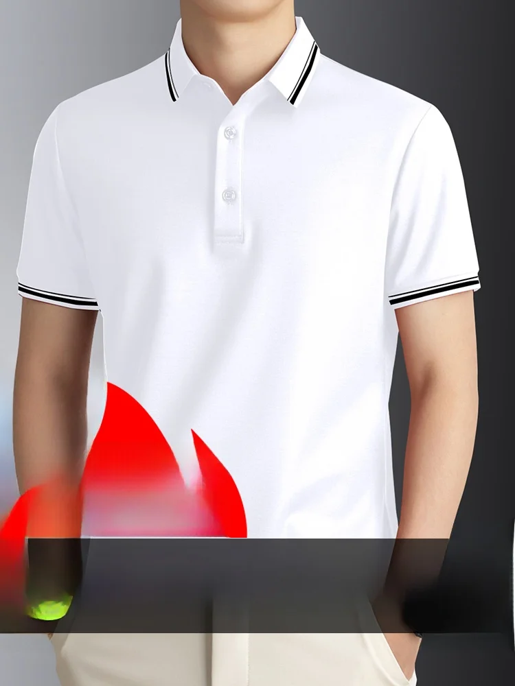 

Busin Casual Summer Ice Silk Qui Dry ort Sve irt Stand Fit Молодежная трикотажная футболка из смеси хлопка и полиэстера