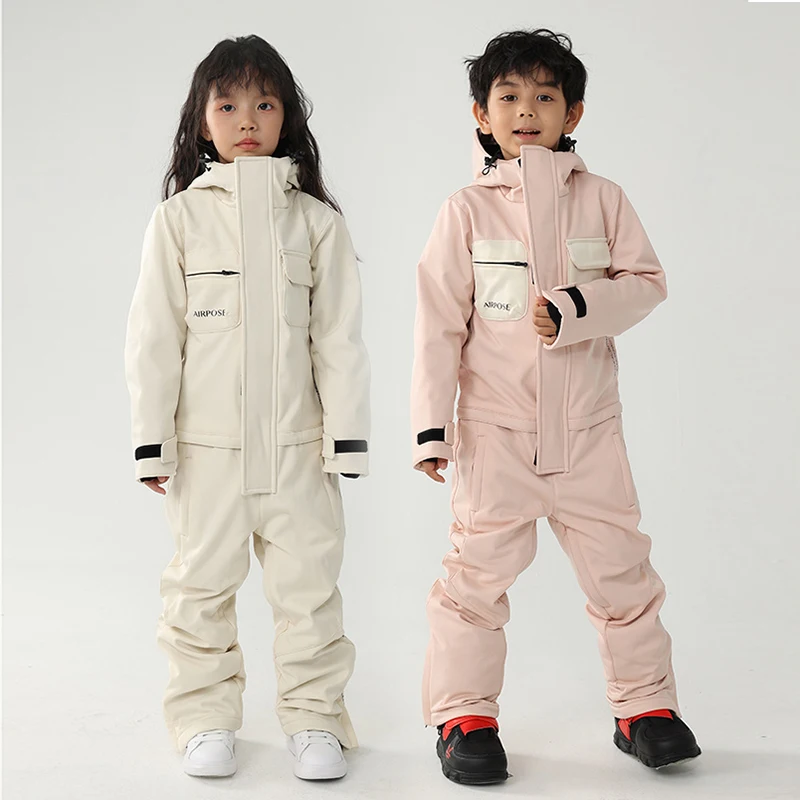 New Children Ski Suits Girls Boys Thickened Windproof  Snowboarding Jumpsuits Waterproof Thermal Skiing Overalls One-Piece Sets