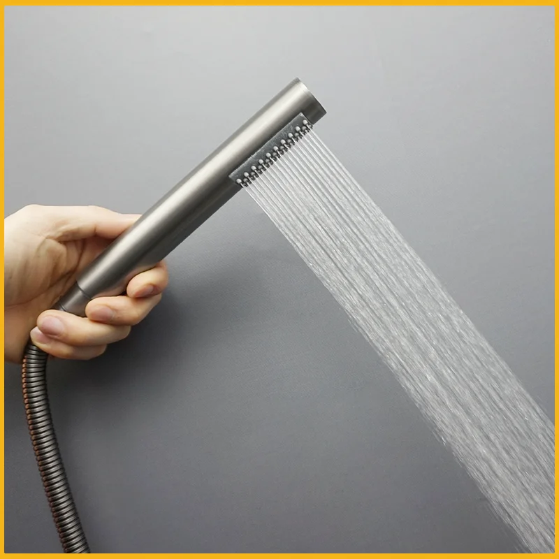 

High Quality Shower Rod Brushed Gold Wall Mounted Adjustable Slide Shower Rod Brass Hand Shower 1.5M Hose Bathroom Accessories