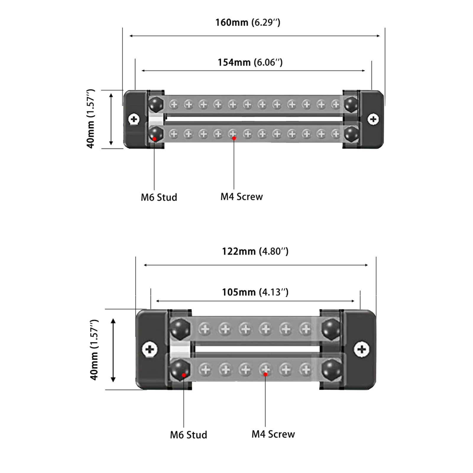 Car 6/12/24 Terminal Block Positive Negative Bus Bar 150A 12-48V  Power Distribution Block with cover for Truck Boat Car Camper