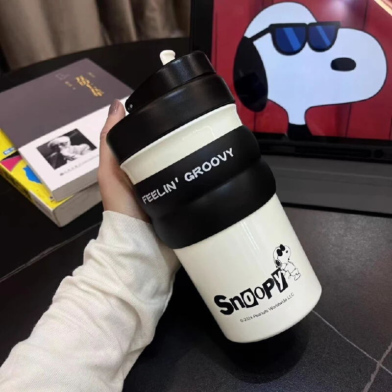 

Cute Cartoon Anime Peripheral Snoopy Doll Model New Minimalist Office Coffee Stainless Steel Portable Creative Thermos Cup