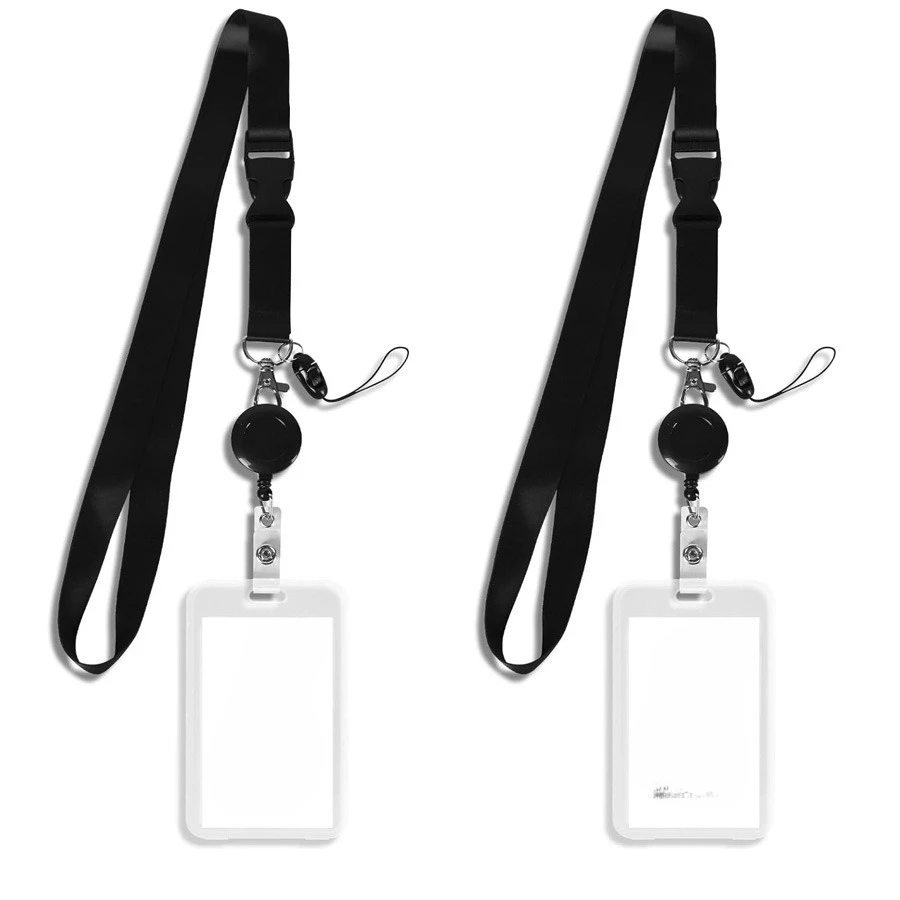

Retractable ID Card Holder with Neck Strap Long Lanyard for Women Men Office Worker Business Supplies