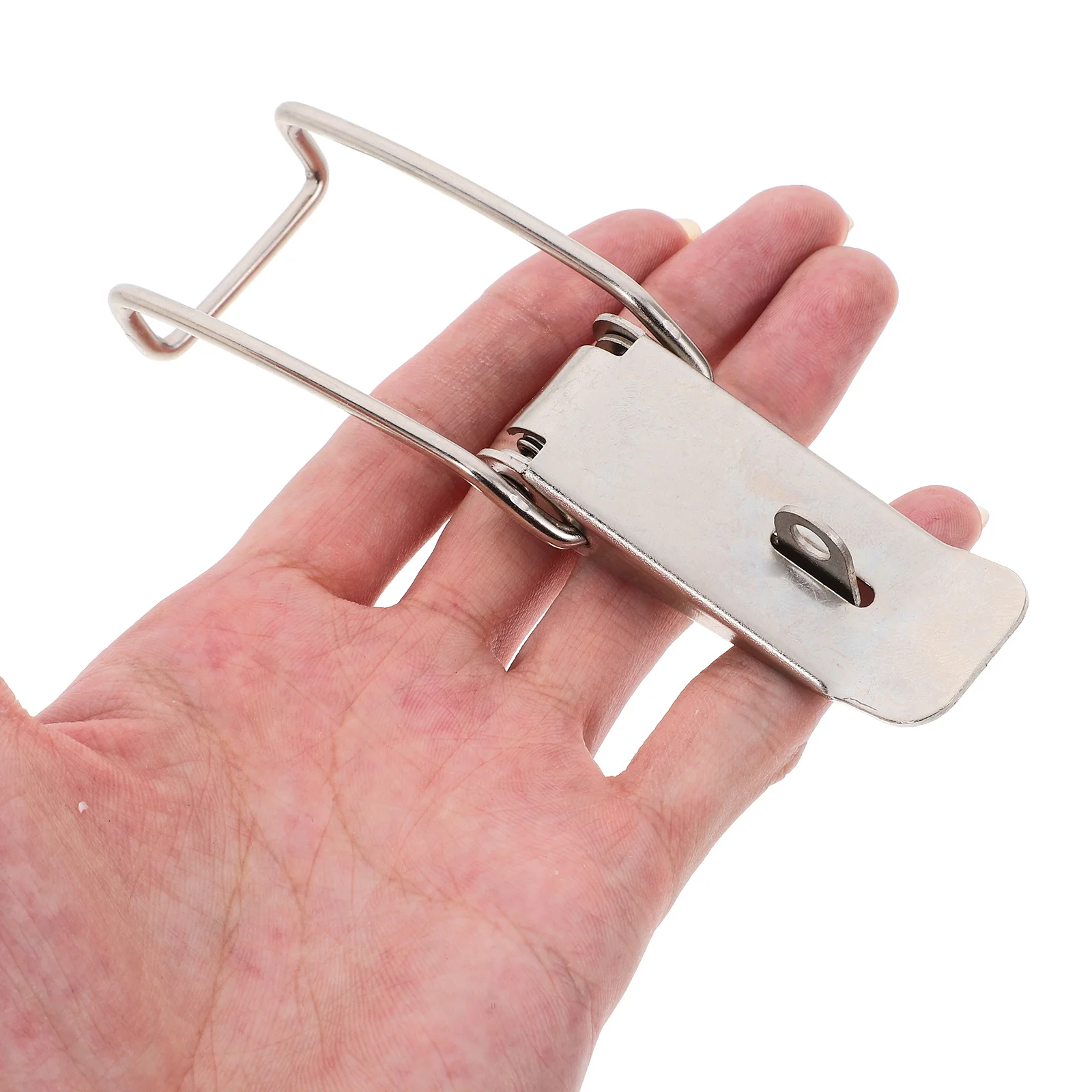 6 Stuks Rvs Lente Geladen Klink Haak Voor Deur Kast Poort Ijzeren Drum Gereedschapskist Watertank Eendenbek Catch sluiting