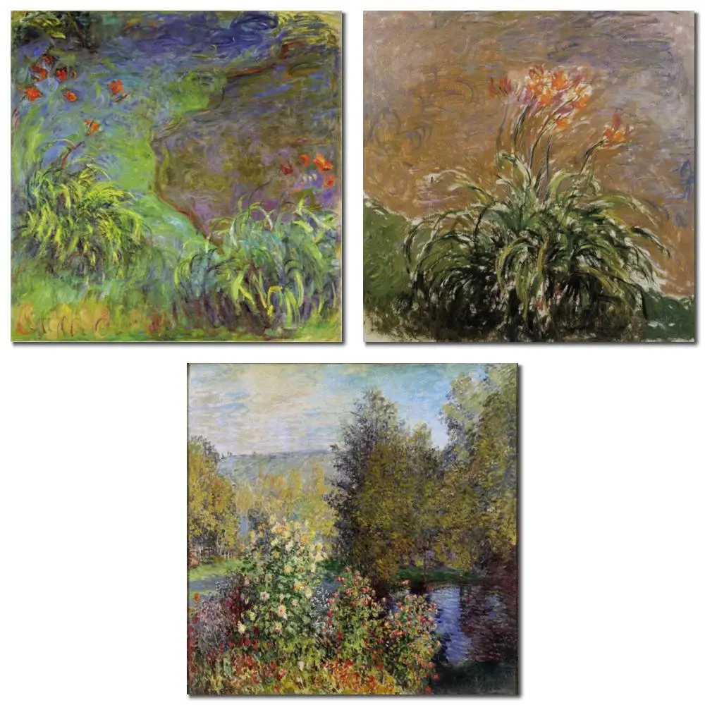 

Hand Painted Painting in Oils Claude Monet Hamerocallis Canvas Art Reproduction Seascape for Dining Room Wall Decor