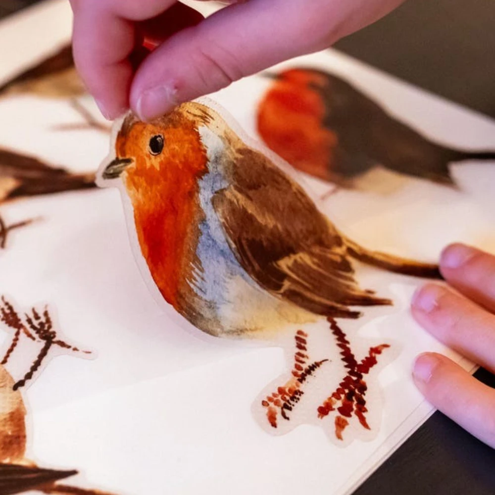 3 قطعة/ورقة فرع روبن نافذة الشارات ملصقات ذاتية اللصق DIY بها بنفسك غرفة المعيشة غرفة نوم حديقة مضحك الطيور ديكور مقاوم للماء