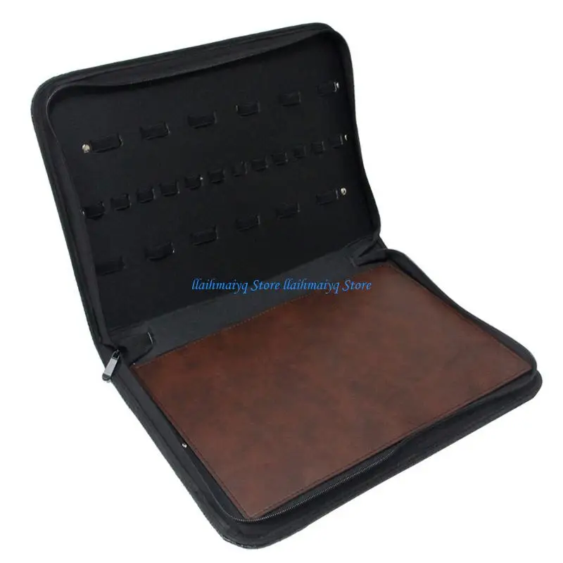 573B Hairdressing Equipment Storage Bag PU Leather Case 24 Scissor Compartments