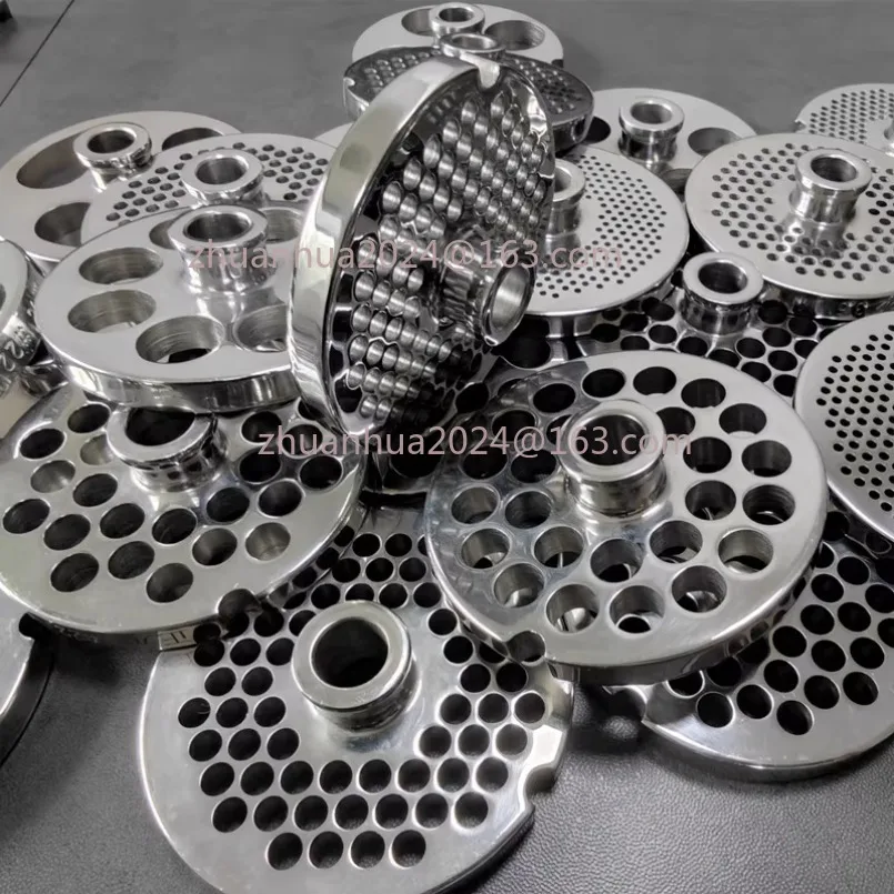 

22S# Electric Meat Grinder Orifice Plate Round Blade Meat Grate 3CR13 Stainless Steel Raised Middle Hole 13mm
