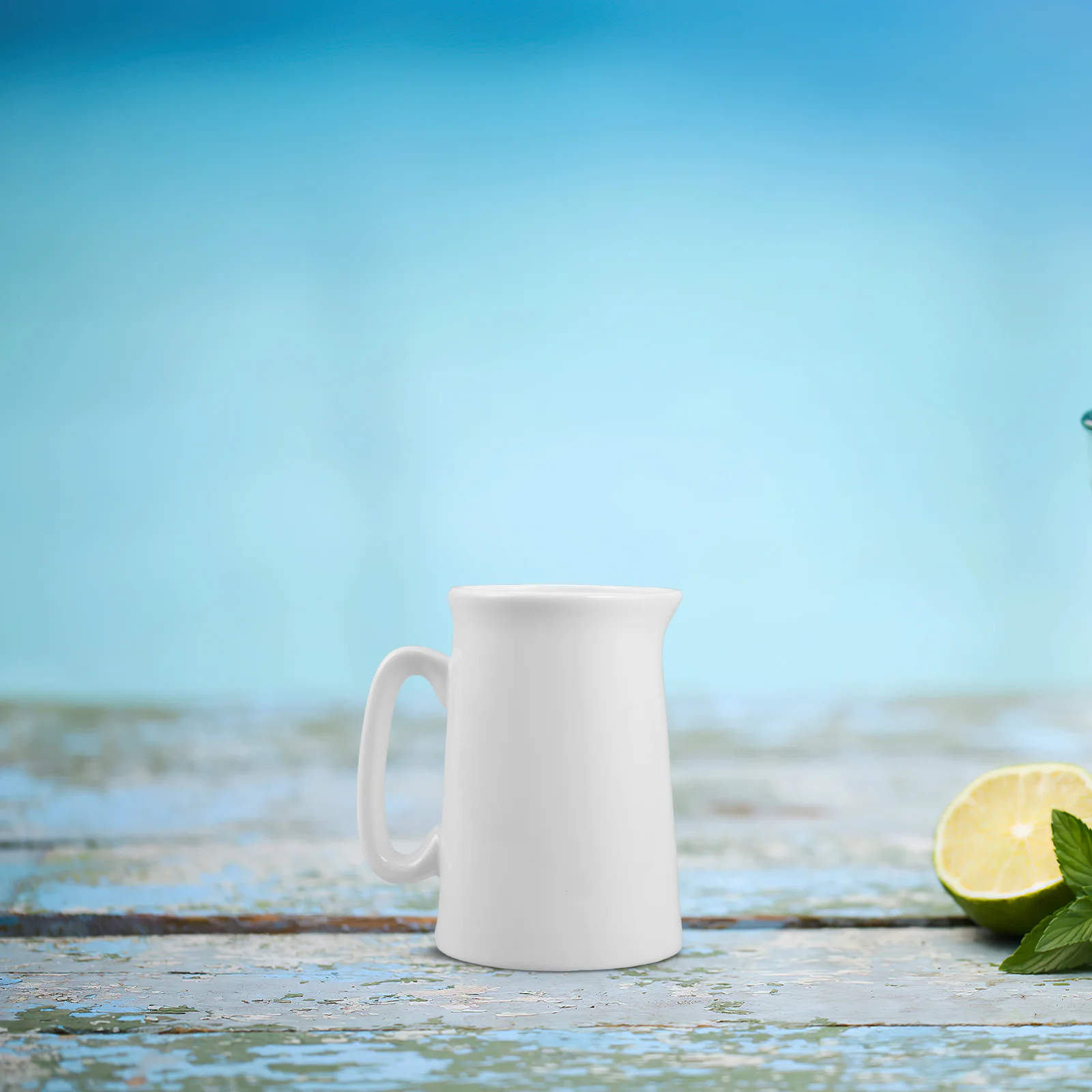 

Mini Ceramic Milk Pitcher with Pointed Spout Smooth Handle Design for Coffee Tea Sauce Salad Dressing Dispenser Home Kitchen