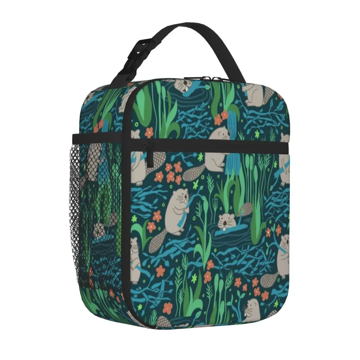 Bestselling Busy Dam Beavers - Dark Neoprene Texture Adjustable Strap Lunch Bag Desk Dining Food Cooler Bag