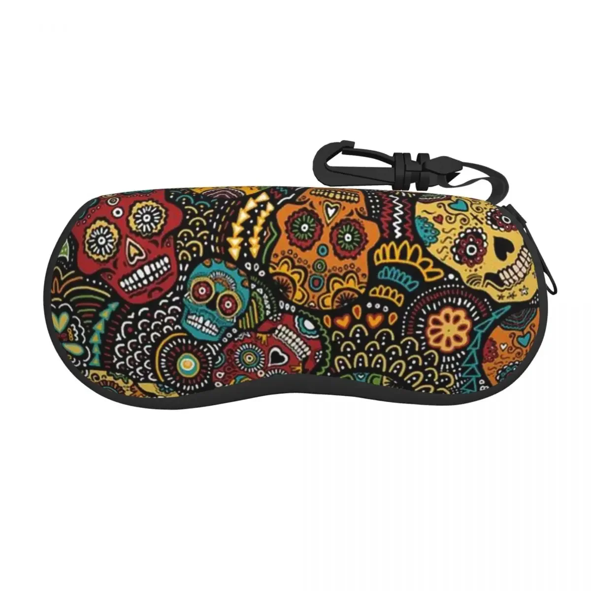 Custom Day Of The Dead Sugar Skull Shell Glasses Case Unisex Fashion Halloween Catholic Eyeglasses Case Sunglasses Protector Box