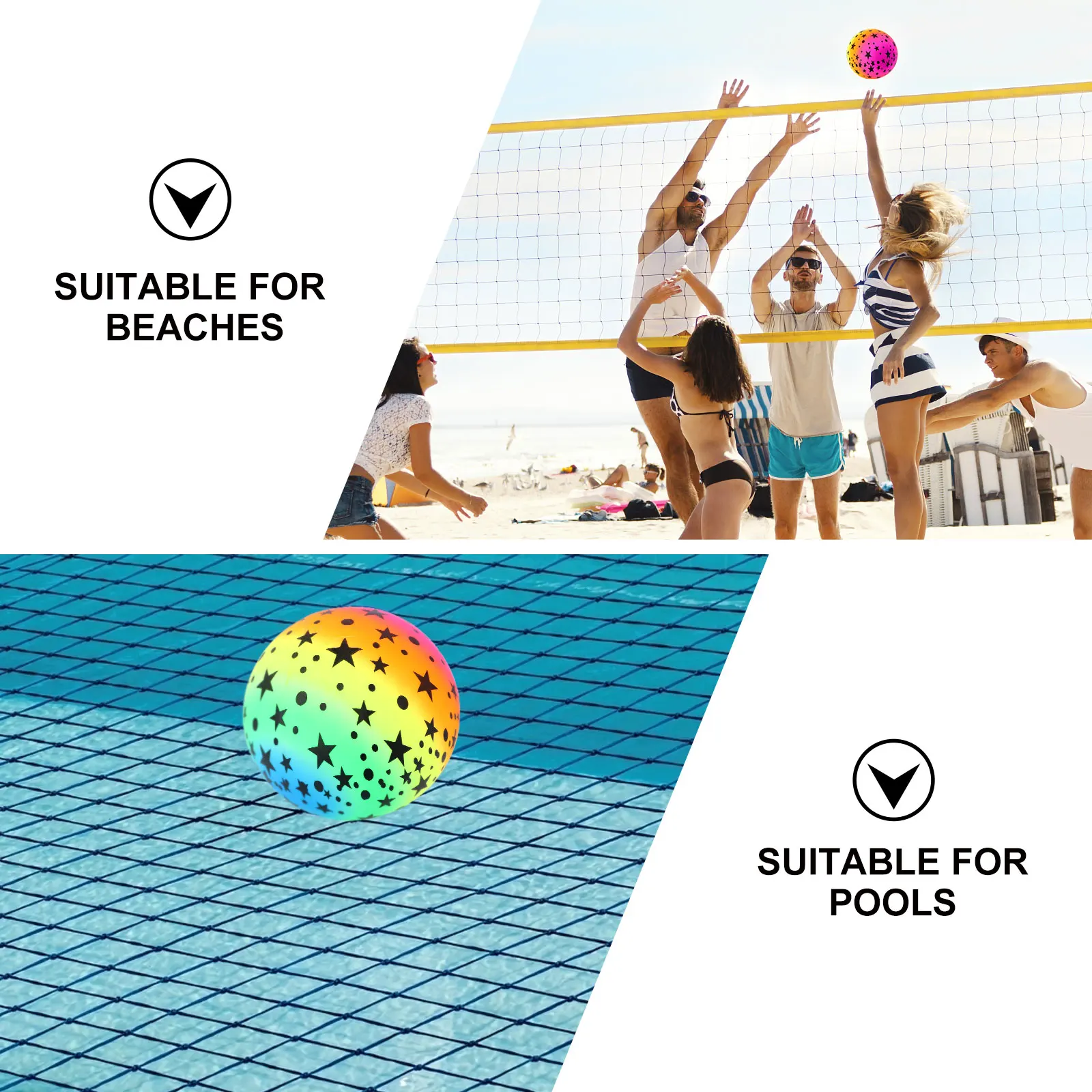 Ballon de plage pour enfants, 5 pièces, pour flaping, Kickball, dégradé élastique, jouant en piscine