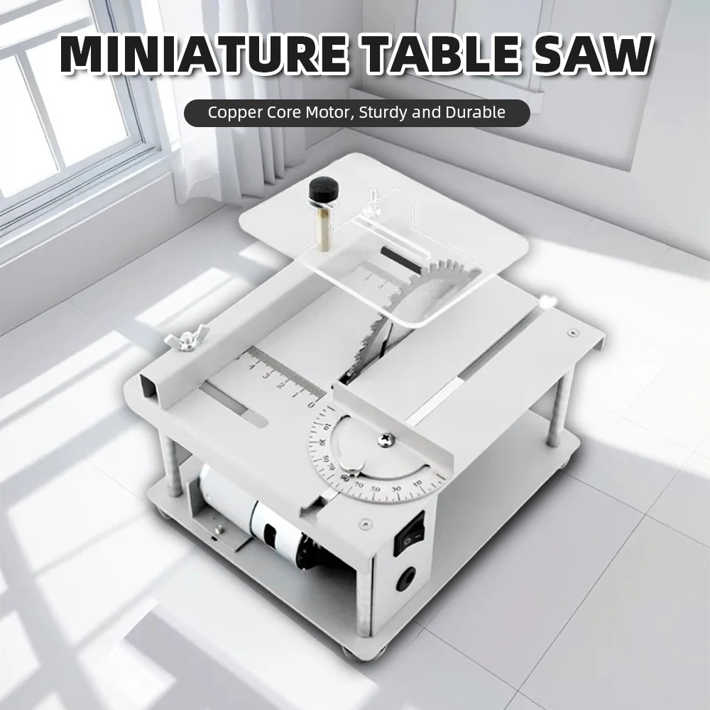 

Miniature Table Saw Copper Core Motor Desktop Cutting Machine Adjustable Angle Woodworking Cutter for Wood Plastic Acrylic