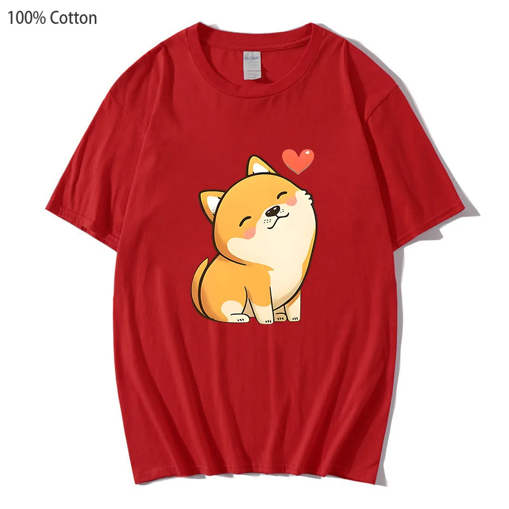 Shiba Dog, camiseta unisex, 100% algodão, roupas fofas kawaii, roupas estéticas casuais, homens e mulheres, verão