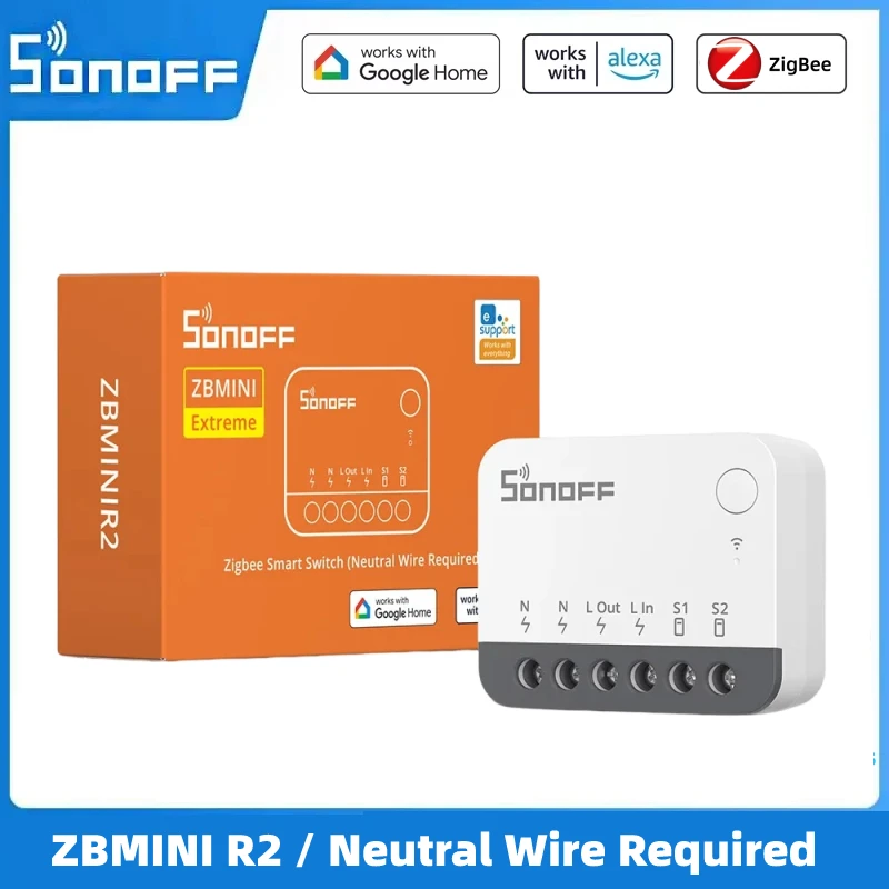 SONOFF ZBMINI R2 Extreme Zigbee Smart Switch ZBMINI-R2 Neutral Wire Required Two Way Control Via Ewelink Alexa Google Home 2MQTT