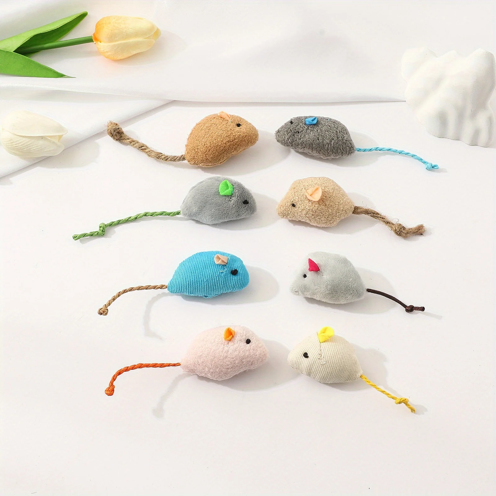 5pcs  Mouse Shaped Plush Cat Toys Set, Amusing Cat Toys For Cat Interactive Accessories