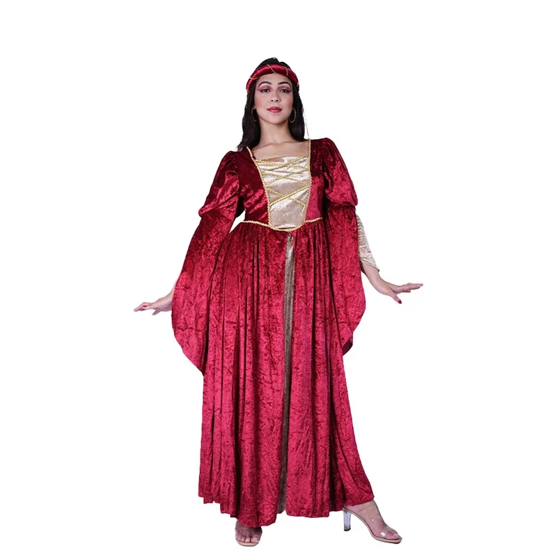 زي فستان الأميرة الملكة في العصور الوسطى للسيدات البالغات، زي الأميرة الأوروبية القديمة، زي حفلات أداء المسرح