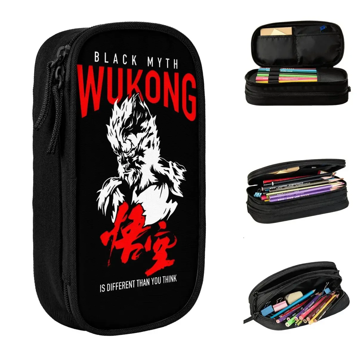 

Black Myth Wukong Video Game Pencil Cases New Monkey King Pen Pencil Bags Girls Boys Capacity Students School Zipper Pencilcases