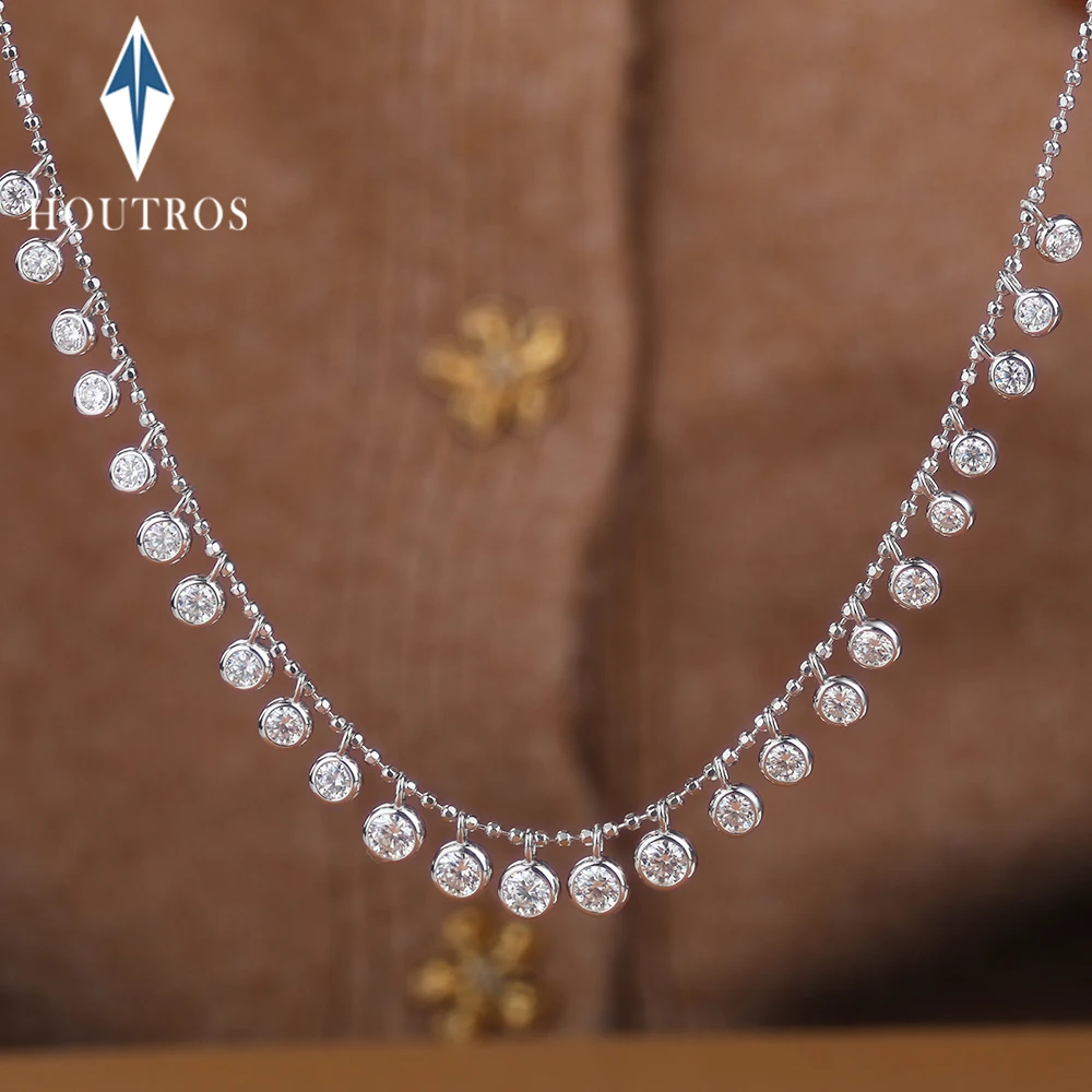 

Набор безелей 4,5 карата, полное муассанитовое ожерелье для женщин, сверкающие круглые муассанитовые ожерелья с пузырьками, серебро S925, ювелирные изделия с покрытием 18 карат