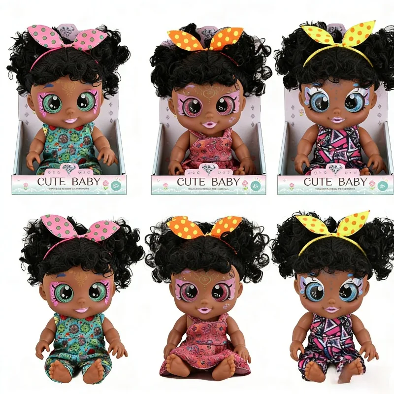 

Новая 10-дюймовая африканская кукла из винила с 5D-глазами, меняющими цвет при изменении температуры, игрушка для детей, подарок для девочек