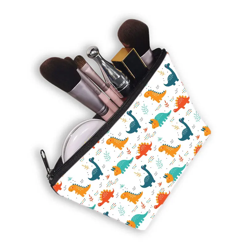 Cute Animal Dinosaur Print Cosmetic Case Women Makeup Pouch Lipstick Storage Toiletry Bags Ladies Cosmetic Washing Bag Gift