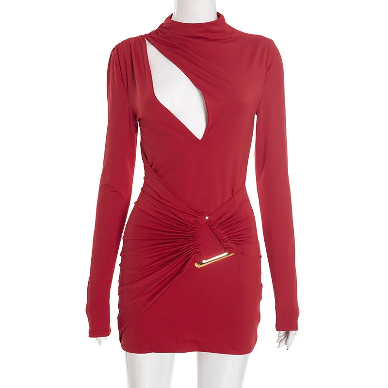 ชุดมินิเดรสเซ็กซี่สำหรับผู้หญิง แขนยาว ผ้ารัดรูป โชว์สัดส่วน เหมาะสำหรับงานปาร์ตี้ คลับ สตรีทแวร์ ชุดเดรสฤดูใบไม้ร่วง ฤดูหนาว ของขวัญ