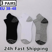 3 Pairs Size EUR44-48 Mens Ankle Socks Large Feet Athletic Cotton Sports Socks Breathable Low Cut Fashion Mesh Casual Short Sock