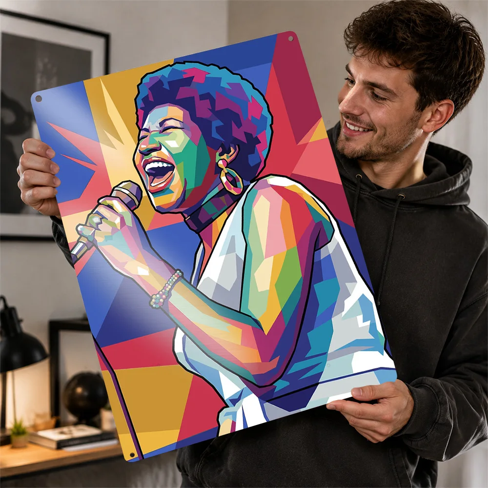 Aretha Franklin Singing Aluminum Poster Personalized Metal Sign Bold Rhythm Icon Wall Art Ideal For Home Bars And Jazz Corners