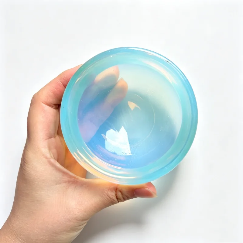 Opalite Stone Bowl Smooth Polished Hand Carved Stone Bowl Crystals Stone Plate Vinegar Seasoning Snack Kitc