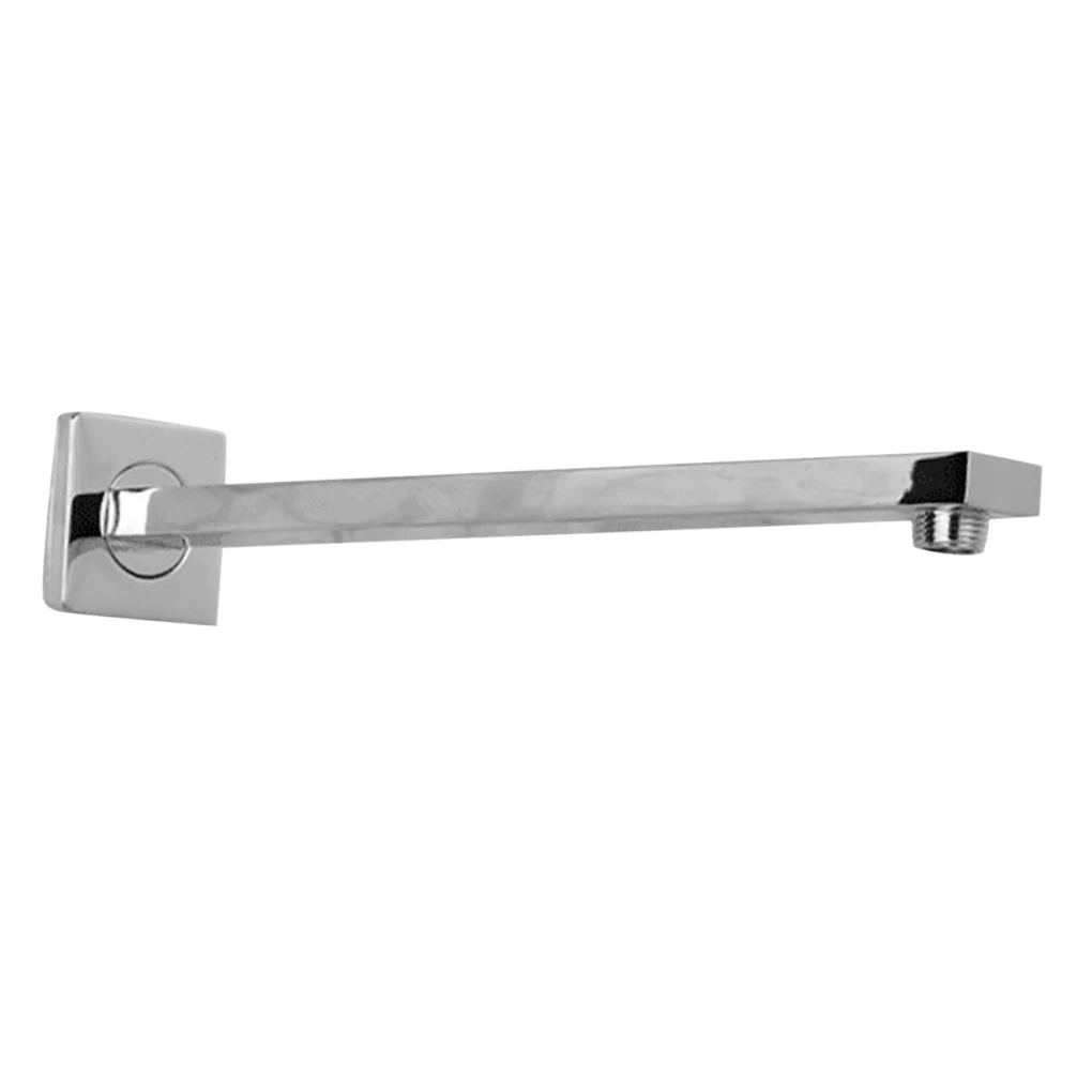 Square Brass Shower Arm Wall Mount Ceiling Shower Bracket Bathroom Bath Extension Pipe, Black 35cm