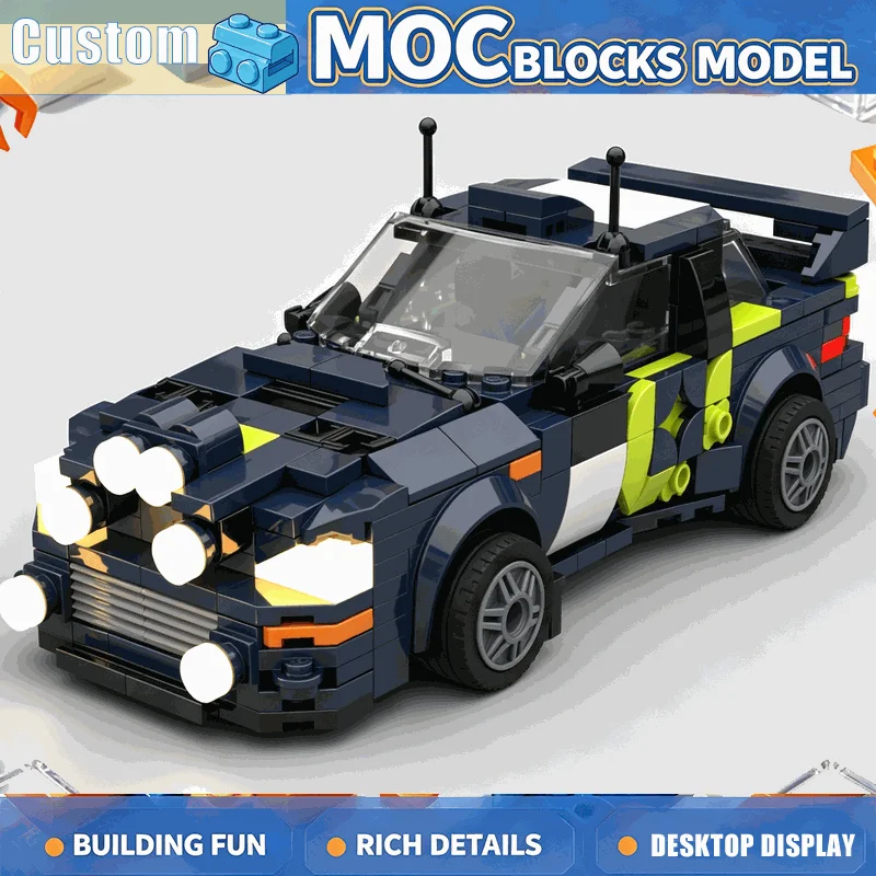 572PCS Classic Blue Rally Racing Car Building Blocks Sports Vehicle Model DIY Assembly Bricks Creative Display Collection Gift