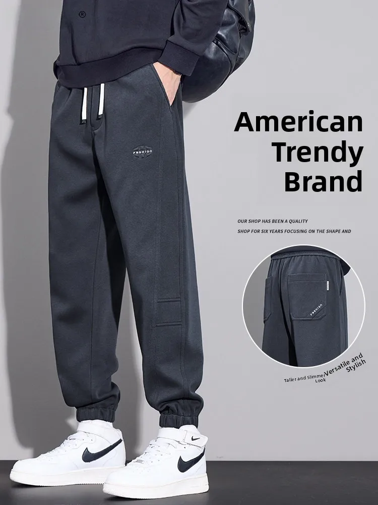 

Мужские трикотажные спортивные брюки-джоггеры для подростков, весна-осень, свободные, с манжетами, на шнурке, повседневные, модные, молодежные