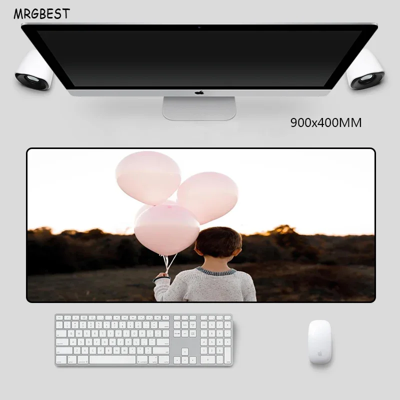 

MRGBES Gaming Mouse Pad XXL Unique Game Notebook Mice Mats with Boy and Balloon Photo Thermal Transfer Softy Rubber Locked Edge