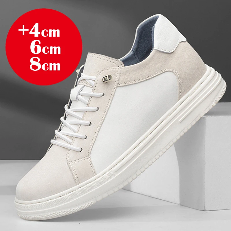 Casual Sneakers Men Elevator Shoes Hidden Heels Breathable Heightening Shoes For Man Increase Insole 8CM 6CM Optional Height Sho