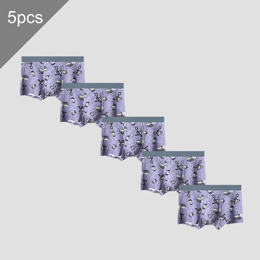 

5PCS Men's antibacterial underpants. For teenagers, made of cotton, they are boxer briefs. These are thin styles for summer,