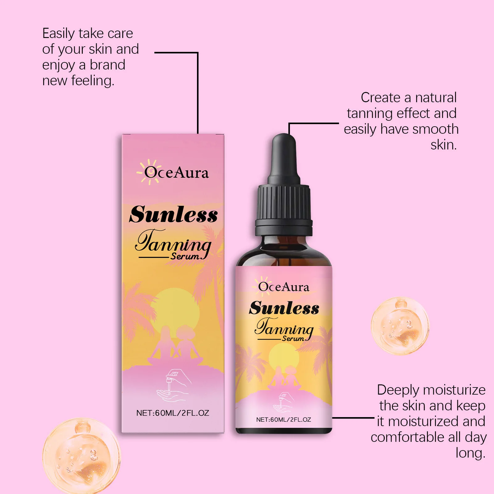 Sunless Tanning Drops Nourishing Beautiful Bronzer Enhancer Glow Coloring Sunburn Prevention Outdoor Natural Self Tanner Serum