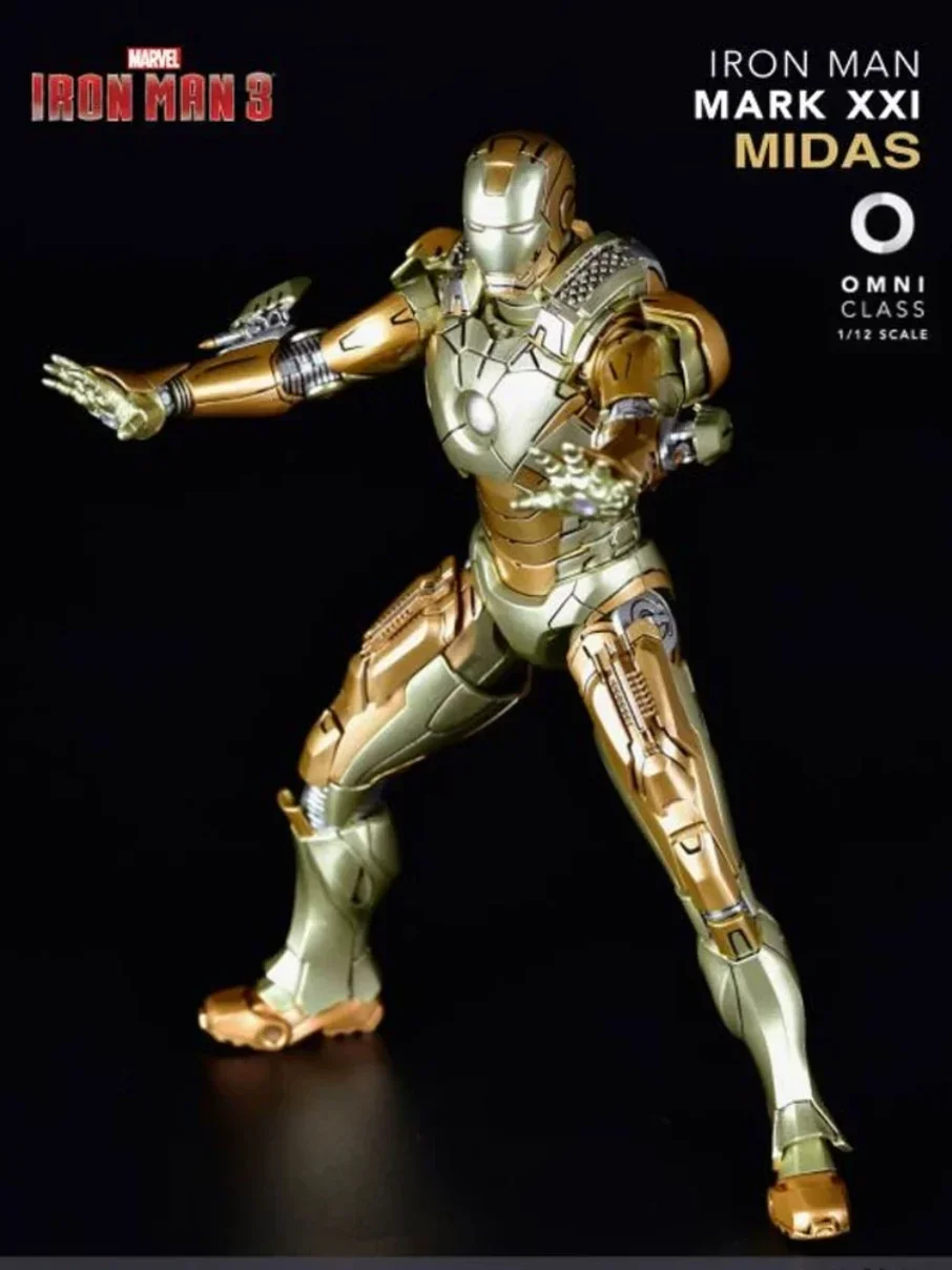 1/12 Marvel Iron Man Mk21 Mk47 Joint Movable Glow Alloy Hand Set Avengers 4 Surrounding Iron Man Soldier Doll  Creative Gifts